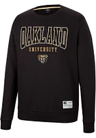 Colosseum Oakland University Golden Grizzlies Mens Black Scholarship Fleece Long Sleeve Crew Sweat..