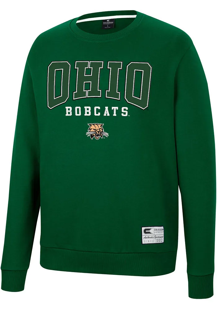 Colosseum Ohio Bobcats Mens Green Scholarship Fleece Long Sleeve Crew Sweatshirt