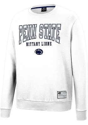 Colosseum Penn State Nittany Lions Mens White Scholarship Fleece Long Sleeve Crew Sweatshirt