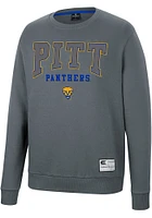 Colosseum Pitt Panthers Mens Charcoal Scholarship Fleece Long Sleeve Crew Sweatshirt