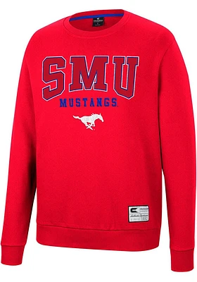 Colosseum SMU Mustangs Mens Scholarship Fleece Long Sleeve Crew Sweatshirt