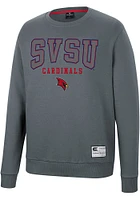 Colosseum Saginaw Valley State Cardinals Mens Charcoal Scholarship Fleece Long Sleeve Crew Sweatsh..