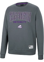 Colosseum TCU Horned Frogs Mens Charcoal Scholarship Fleece Long Sleeve Crew Sweatshirt