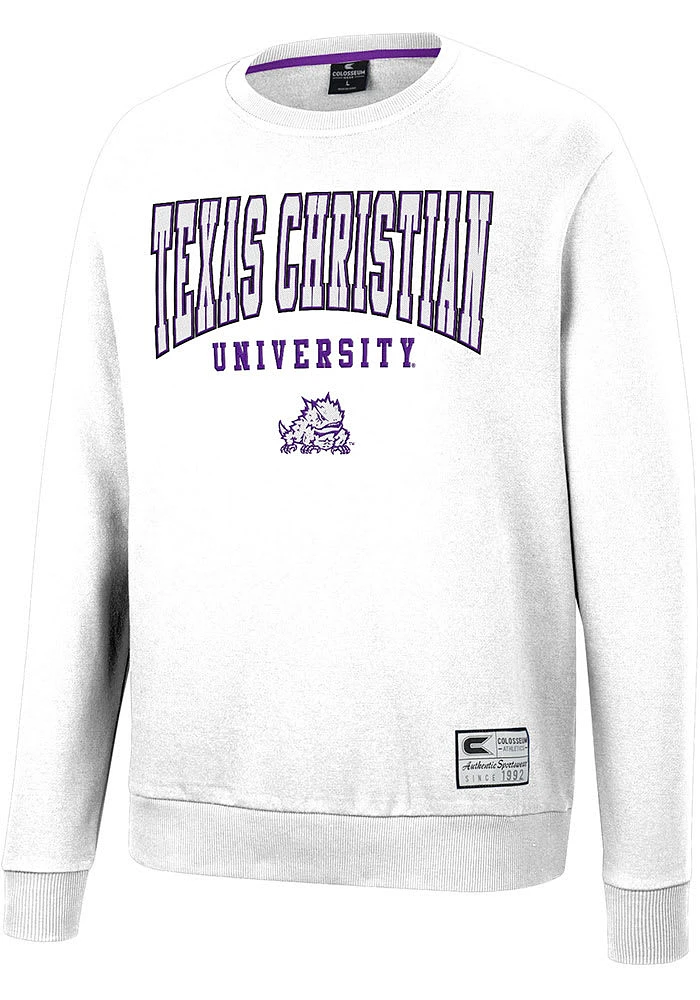 Colosseum TCU Horned Frogs Mens Scholarship Fleece Long Sleeve Crew Sweatshirt