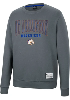Colosseum UTA Mavericks Mens Charcoal Scholarship Fleece Long Sleeve Crew Sweatshirt
