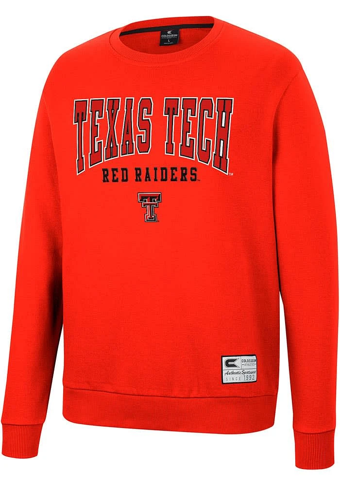 Colosseum Texas Tech Red Raiders Mens Scholarship Fleece Long Sleeve Crew Sweatshirt