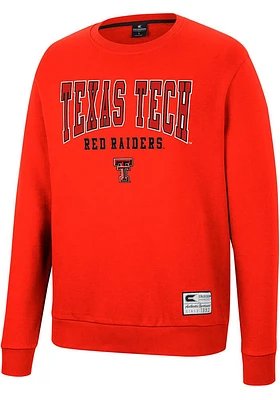 Colosseum Texas Tech Red Raiders Mens Scholarship Fleece Long Sleeve Crew Sweatshirt