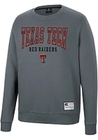 Colosseum Texas Tech Red Raiders Mens Charcoal Scholarship Fleece Long Sleeve Crew Sweatshirt