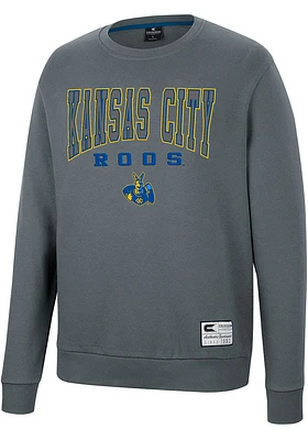 Colosseum UMKC Roos Mens Charcoal Scholarship Fleece Long Sleeve Crew Sweatshirt