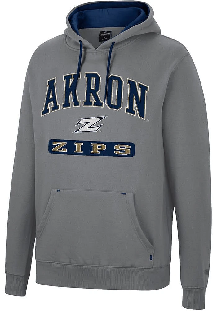 Colosseum Akron Zips Mens Charcoal Scholarship Fleece Long Sleeve Hoodie
