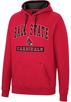 Colosseum Ball State Cardinals Mens Red Scholarship Fleece Long Sleeve Hoodie