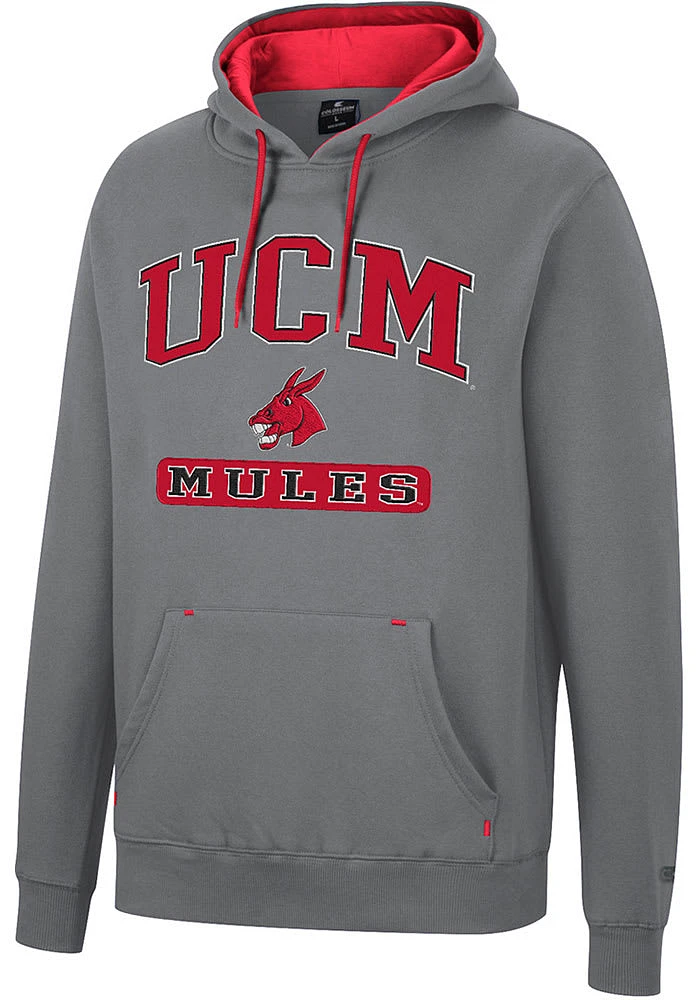 Colosseum Central Missouri Mules Mens Charcoal Scholarship Fleece Long Sleeve Hoodie