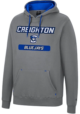 Colosseum Creighton Bluejays Mens Charcoal Scholarship Fleece Long Sleeve Hoodie