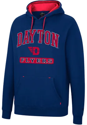 Colosseum Dayton Flyers Mens Navy Blue Scholarship Fleece Long Sleeve Hoodie