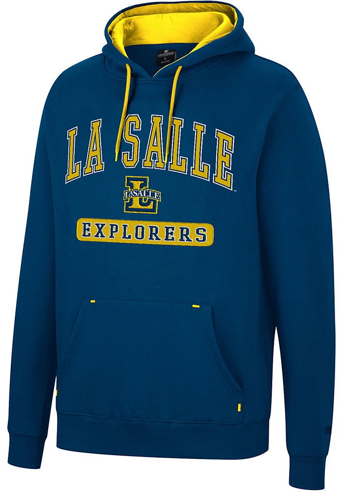 Colosseum La Salle Explorers Mens Navy Blue Scholarship Fleece Long Sleeve Hoodie
