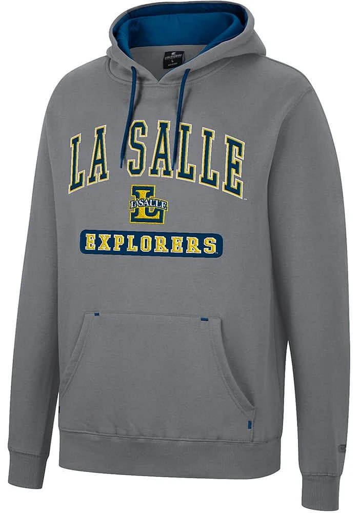 Colosseum La Salle Explorers Mens Charcoal Scholarship Fleece Long Sleeve Hoodie
