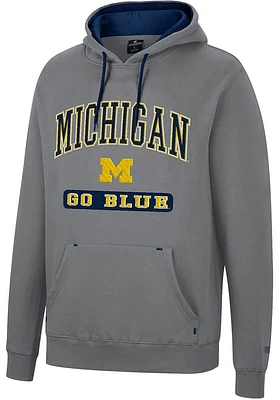 Colosseum Michigan Wolverines Mens Charcoal Scholarship Fleece Long Sleeve Hoodie