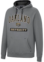 Colosseum Oakland University Golden Grizzlies Mens Charcoal Scholarship Fleece Long Sleeve Hoodie