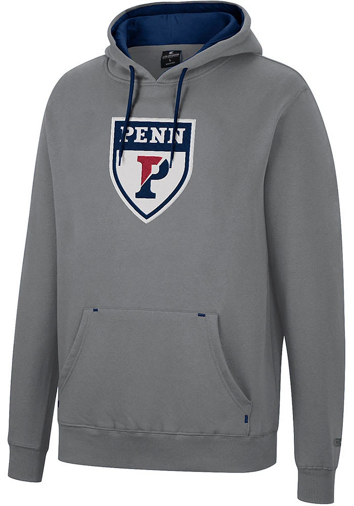 Colosseum Pennsylvania Quakers Mens Charcoal Scholarship Fleece Long Sleeve Hoodie