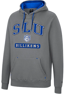 Colosseum Saint Louis Billikens Mens Charcoal Scholarship Fleece Long Sleeve Hoodie