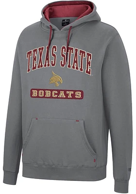 Colosseum Texas State Bobcats Mens Charcoal Scholarship Fleece Long Sleeve Hoodie