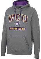 Colosseum West Chester Golden Rams Mens Charcoal Scholarship Fleece Long Sleeve Hoodie