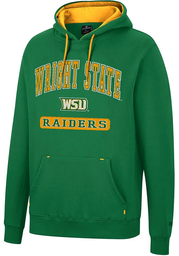 Colosseum Wright State Raiders Mens Green Scholarship Fleece Long Sleeve Hoodie