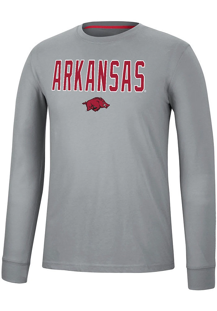 Colosseum Arkansas Razorbacks Grey Spackler Long Sleeve T Shirt