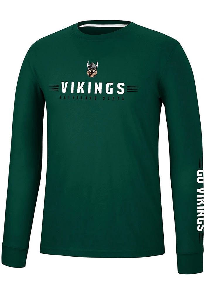 Colosseum Cleveland State Vikings Green Spackler Long Sleeve T Shirt