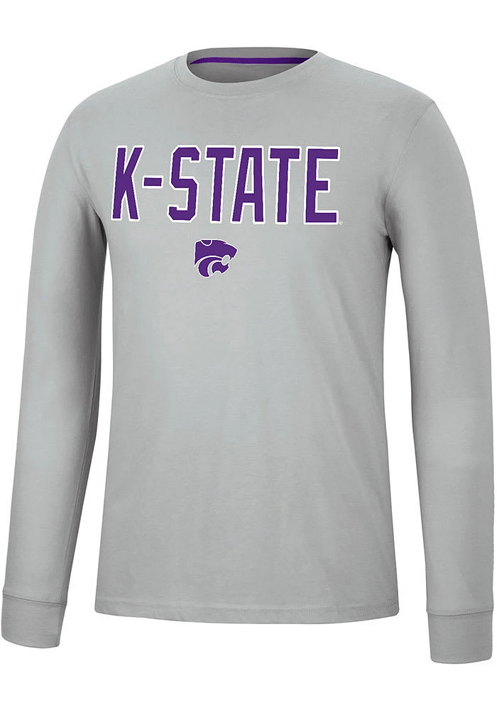 Colosseum K-State Wildcats Grey Spackler Long Sleeve T Shirt