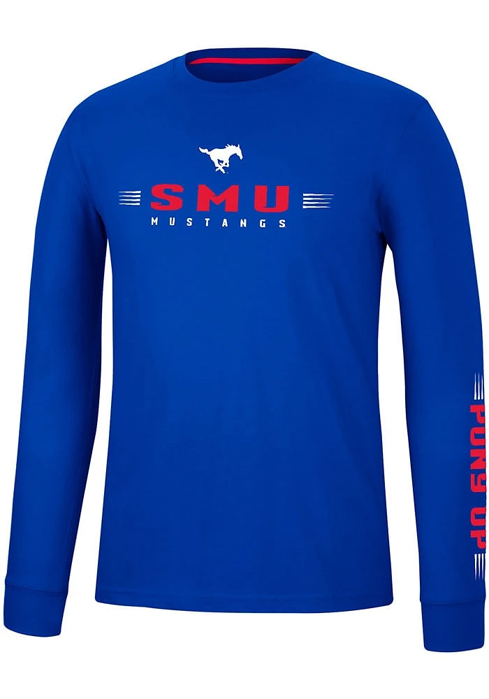 Colosseum SMU Mustangs Spackler Long Sleeve T Shirt