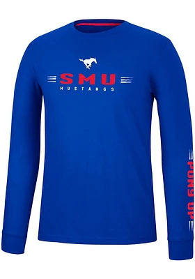 Colosseum SMU Mustangs Spackler Long Sleeve T Shirt