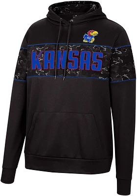 Colosseum Kansas Jayhawks Mens Black Tonal Wager Pullover Hood