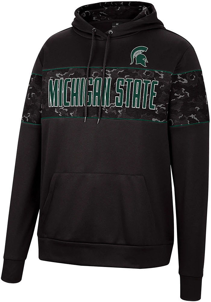 Colosseum Michigan State Spartans Mens Black Tonal Wager Pullover Hood