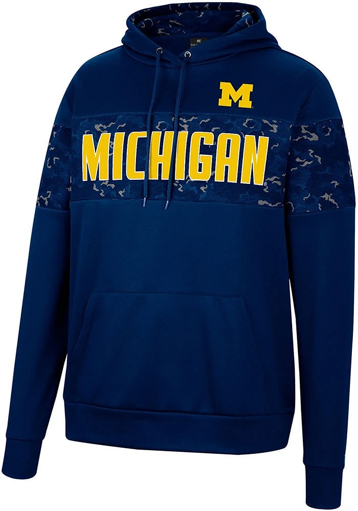 Colosseum Michigan Wolverines Mens Blue Tonal Wager Pullover Hood