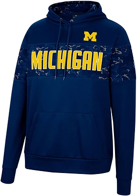 Colosseum Michigan Wolverines Mens Blue Tonal Wager Pullover Hood
