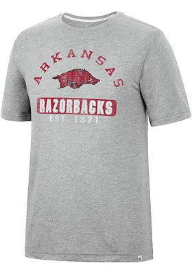 Colosseum Arkansas Razorbacks Grey Zen Philospher Short Sleeve T Shirt
