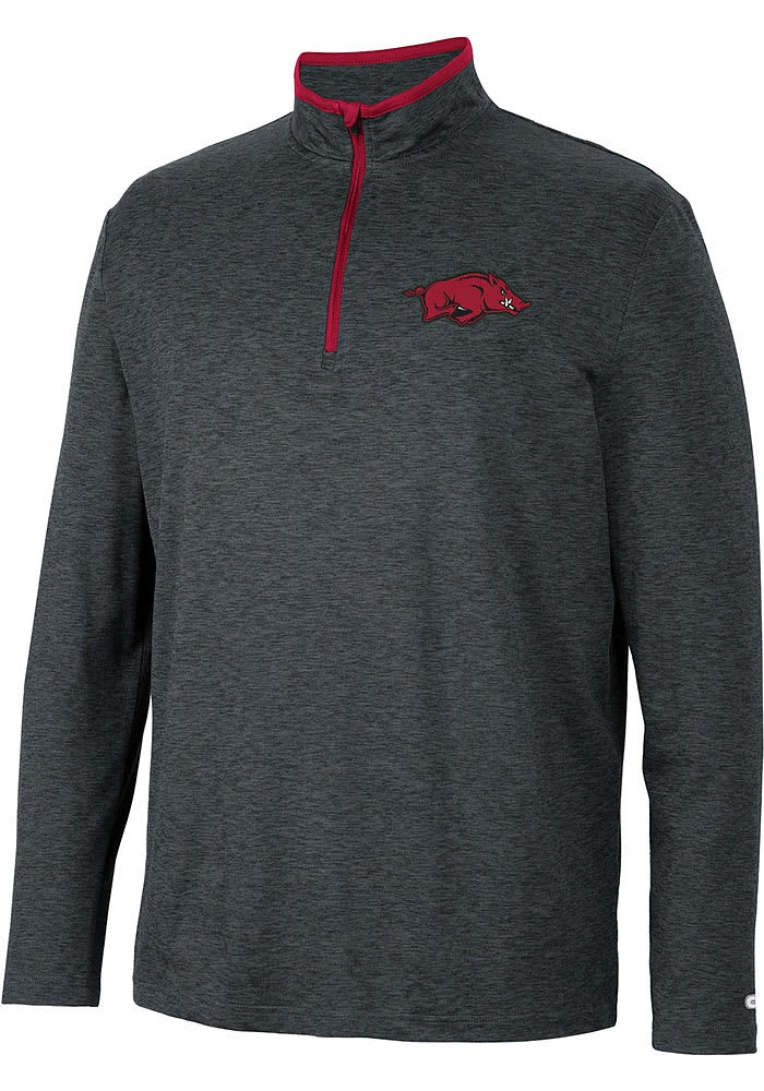 Colosseum Arkansas Razorbacks Mens Black Tiger Long Sleeve Qtr Zip Pullover