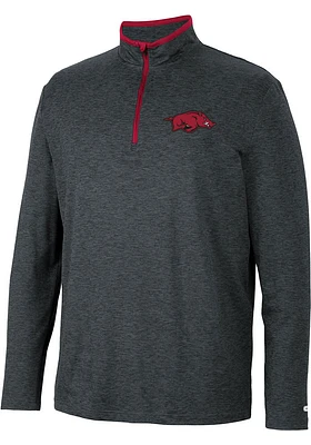 Colosseum Arkansas Razorbacks Mens Black Tiger Long Sleeve Qtr Zip Pullover