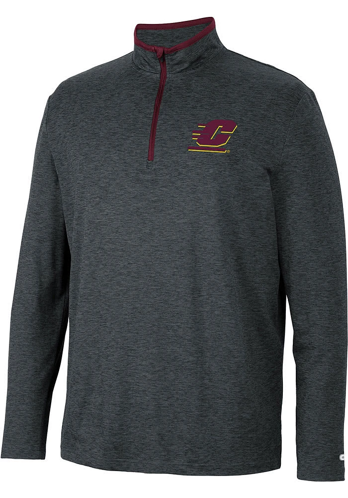 Colosseum Central Michigan Chippewas Mens Black Tiger Long Sleeve Qtr Zip Pullover