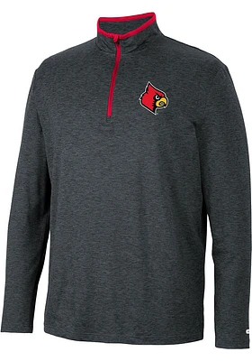 Colosseum Louisville Cardinals Mens Black Tiger Long Sleeve Qtr Zip Pullover