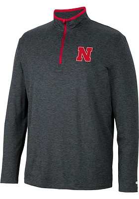 Colosseum Nebraska Cornhuskers Mens Black Tiger Long Sleeve Qtr Zip Pullover