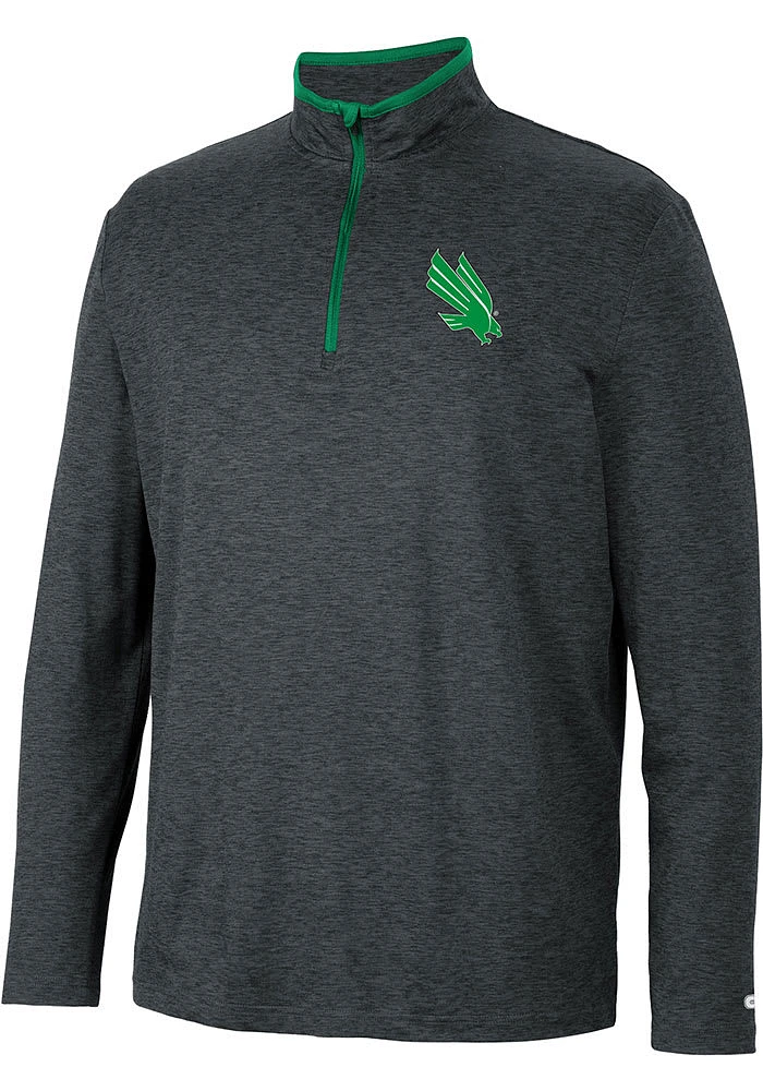 Colosseum North Texas Mean Green Mens Black Tiger Long Sleeve Qtr Zip Pullover