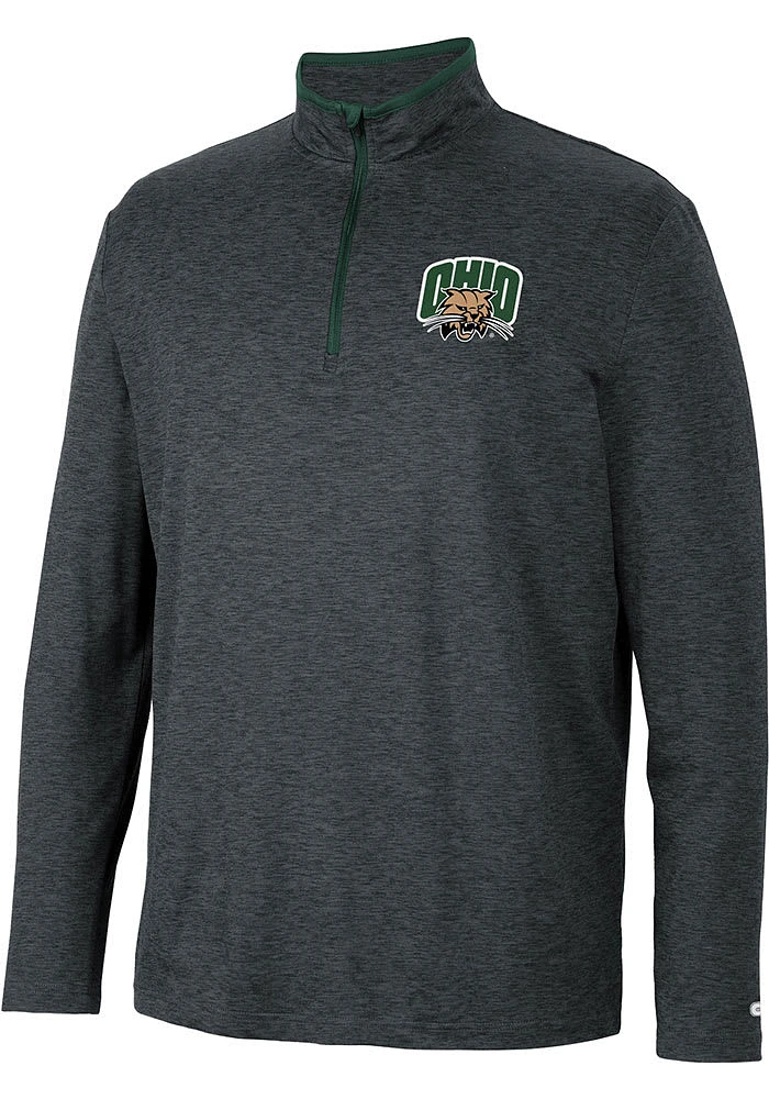 Colosseum Ohio Bobcats Mens Black Tiger Long Sleeve Qtr Zip Pullover