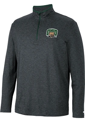 Colosseum Ohio Bobcats Mens Black Tiger Long Sleeve Qtr Zip Pullover