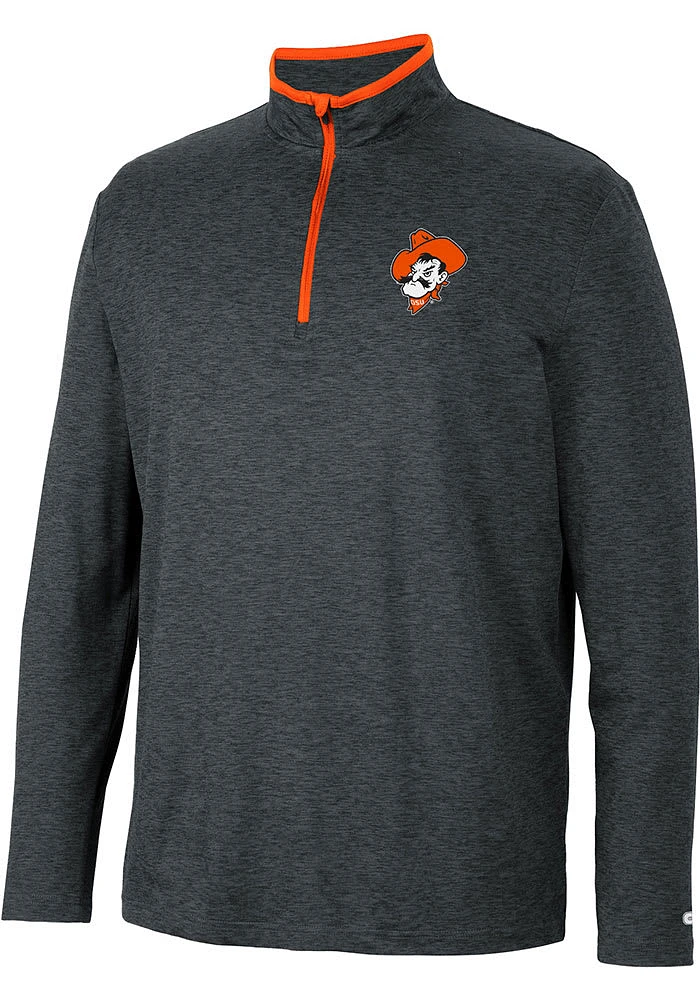 Colosseum Oklahoma State Cowboys Mens Black Tiger Long Sleeve Qtr Zip Pullover