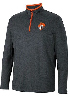 Colosseum Oklahoma State Cowboys Mens Black Tiger Long Sleeve Qtr Zip Pullover