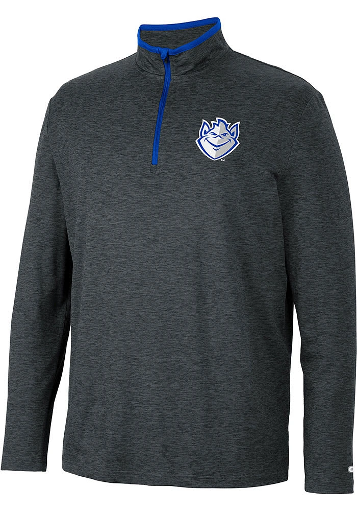 Colosseum Saint Louis Billikens Mens Black Tiger Long Sleeve Qtr Zip Pullover