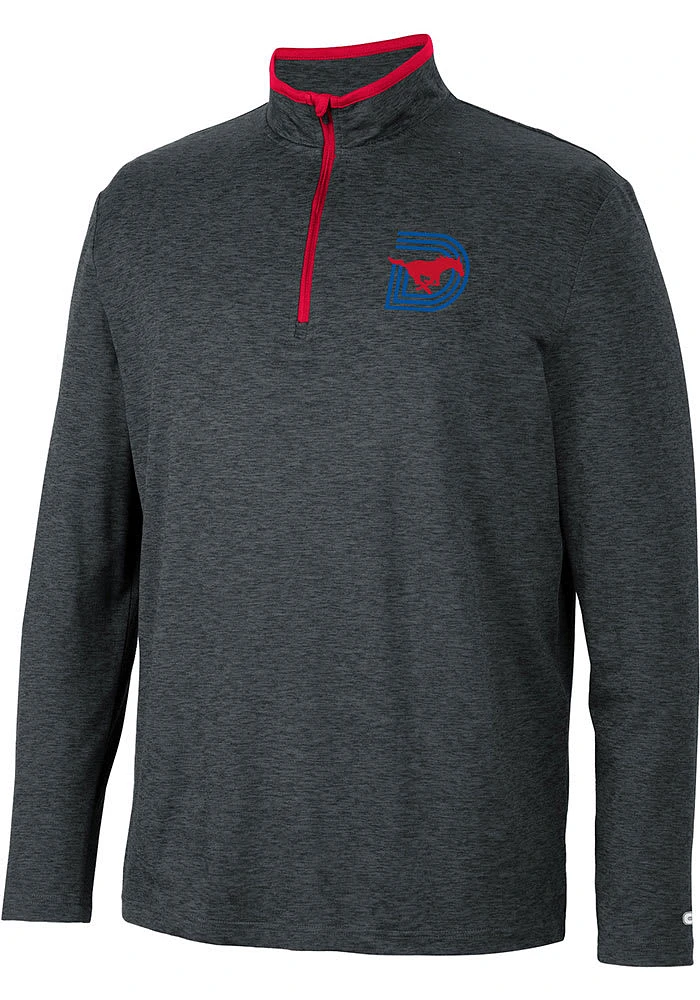 Colosseum SMU Mustangs Mens Black Tiger Long Sleeve Qtr Zip Pullover