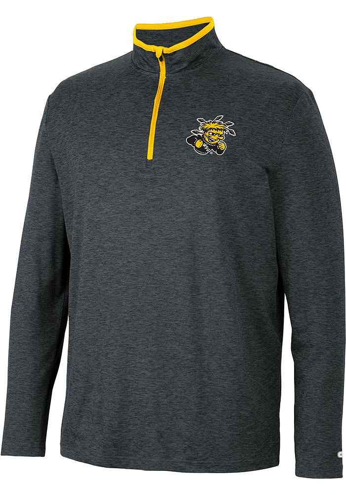 Colosseum Wichita State Shockers Mens Black Tiger Long Sleeve Qtr Zip Pullover
